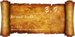 Brood Ivó névjegykártya
